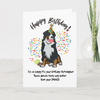 Funny Bernese Mountain Hund Geburtstagskarte Donut Einladung