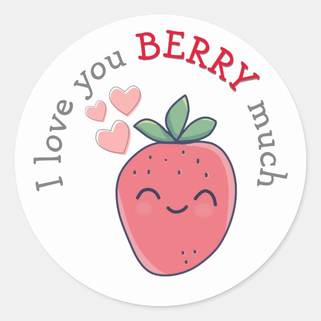 Funny Berry I Liebe You Runder Aufkleber (Vorderseite)