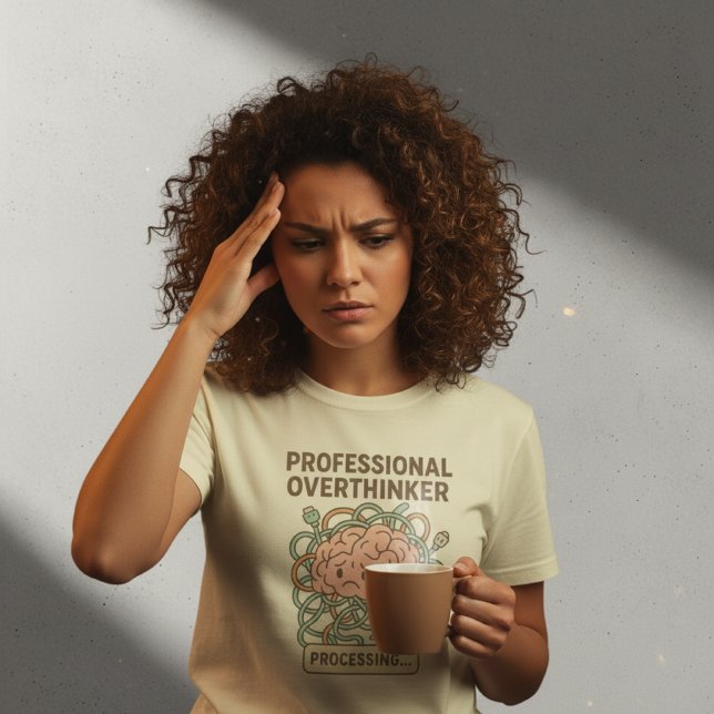 Funny Beruflich Overthinker Brain Cartoon T-Shirt (My brain is currently running 47 tabs, 3 spreadsheets, and a live emotional crisis. T-shirt says it )