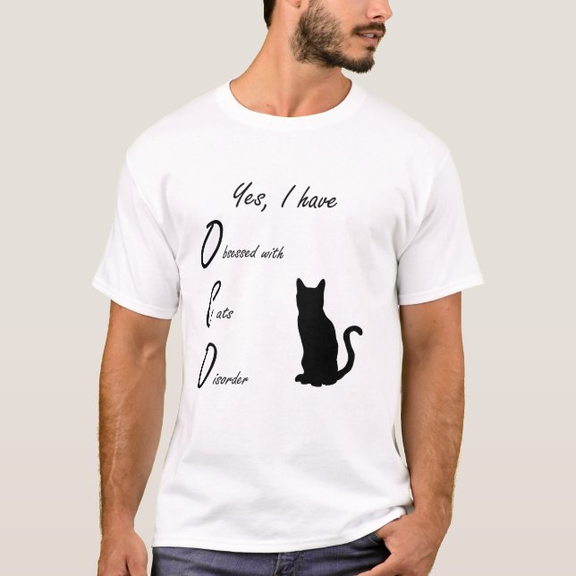 Funny besessen von Katzen-T - Shirt (Vorderseite)