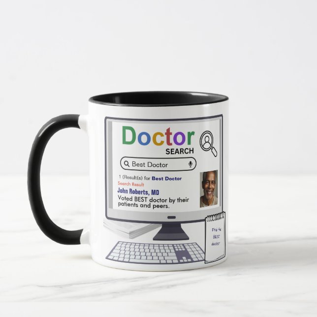 Funny Best Doctor Search Ergebnis mit Foto Tasse (Links)