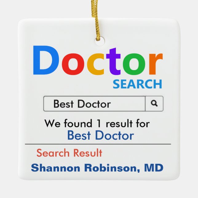 Funny Best Doctor Search Keramikornament (Vorderseite)