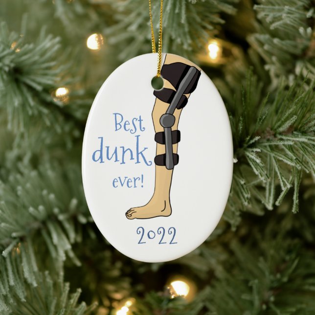 Funny Best dunk jemals! Basketball Knee Brace Keramik Ornament (Baum)
