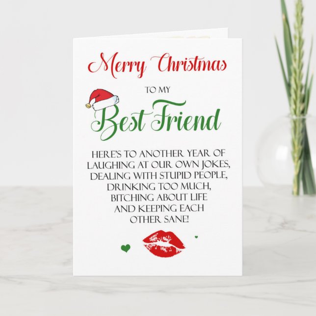 Funny Best Friends Christmas Card für Bestie Karte (Vorderseite)