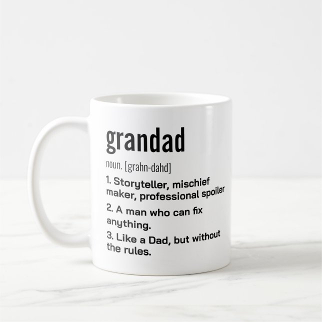 Funny Best Grandad Definition Geschenk für Großvat Kaffeetasse (Links)