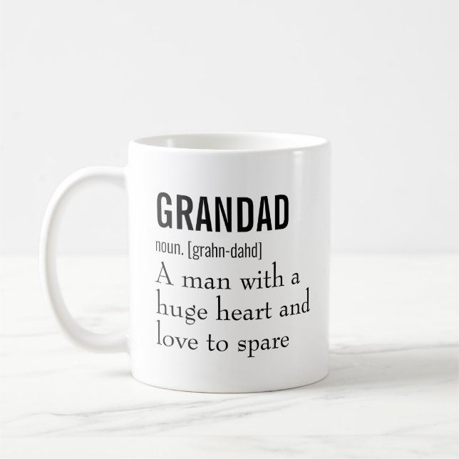 Funny Best Grandad Definition Geschenk für Großvat Kaffeetasse (Links)