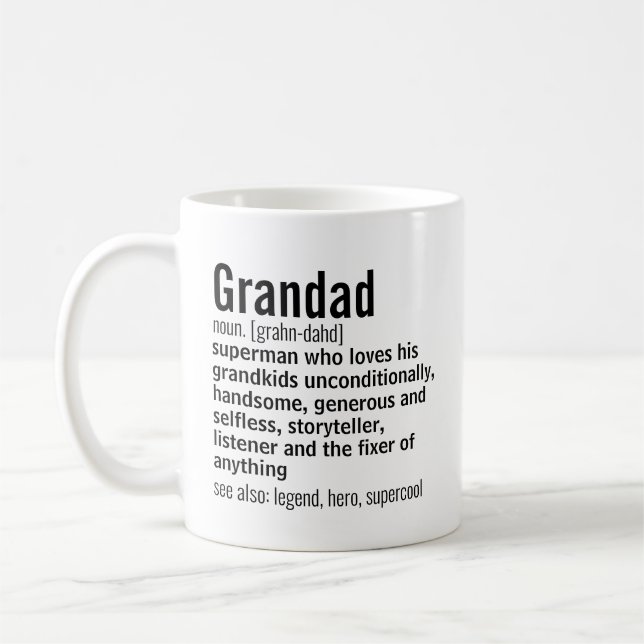 Funny Best Grandad Definition Geschenk für Großvat Kaffeetasse (Links)