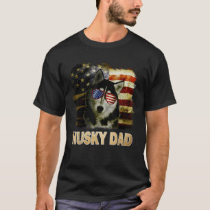 Funny Best Husky Vater aller amerikanischen Fahne T-Shirt