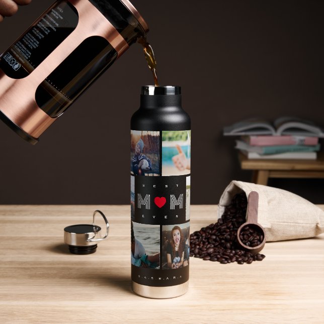 Funny Best Mama Ever 8 Foto Collage Trinkflasche (Kaffee)