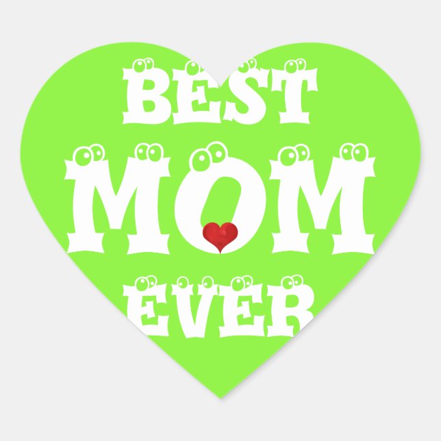 Funny Best Mama je Sticker Grün Weiß Herz (Vorderseite)
