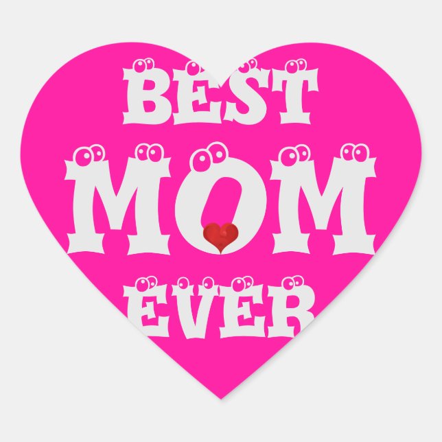 Funny Best Mama je Sticker Pink White Heart (Vorderseite)
