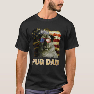 Funny Best Mops Vater je amerikanische Flagge 4. J T-Shirt