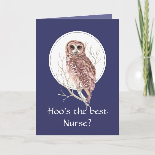 Funny Best Nurse? Thank You Wise Owl Humor Dankeskarte (Vorderseite)