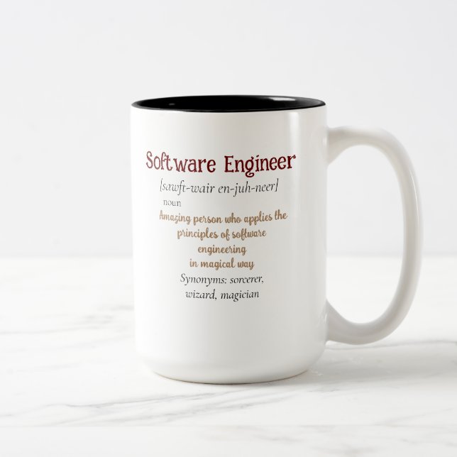 Funny Best Software Engineer Definition Geschenk C Zweifarbige Tasse (Rechts)