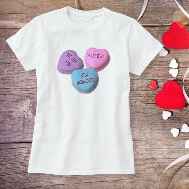 Funny Best Vater Valentine Candy Heart Custom Text T-Shirt (Von Creator hochgeladen)