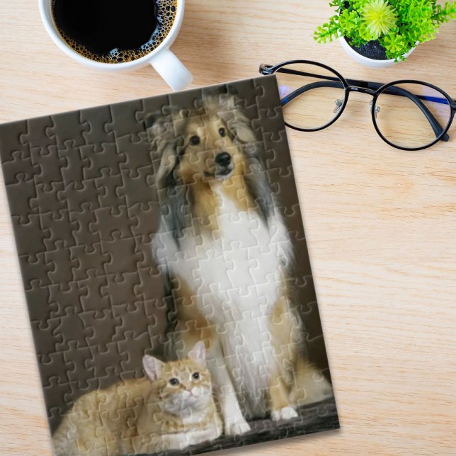 Funny BESTE FREUNDIN Die besten Freunde Kitty Cat  Puzzle (Funny BFF best friends kitty cat sheltie Jigsaw Puzzle)