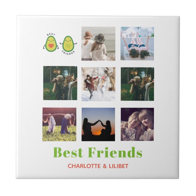 Funny BESTE FREUNDIN FOTO COLLAGE Geschenk Persona Fliese (Vorderseite)