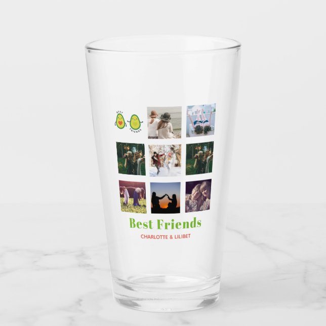 Funny BESTE FREUNDIN FOTO COLLAGE Geschenk Persona Glas (Vorderseite)