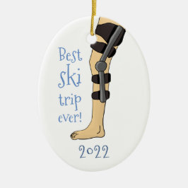 Funny Bester Skiausflug überhaupt! Knee Brace Keramik Ornament