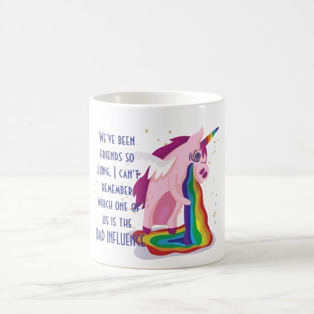 Funny Bestfriend BAD EINFLUSS Unicorn Sick Vomit Kaffeetasse (Mittel)