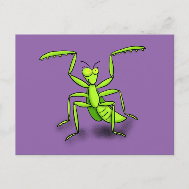 Funny betet mantis Cartoon Postkarte (Vorderseite)