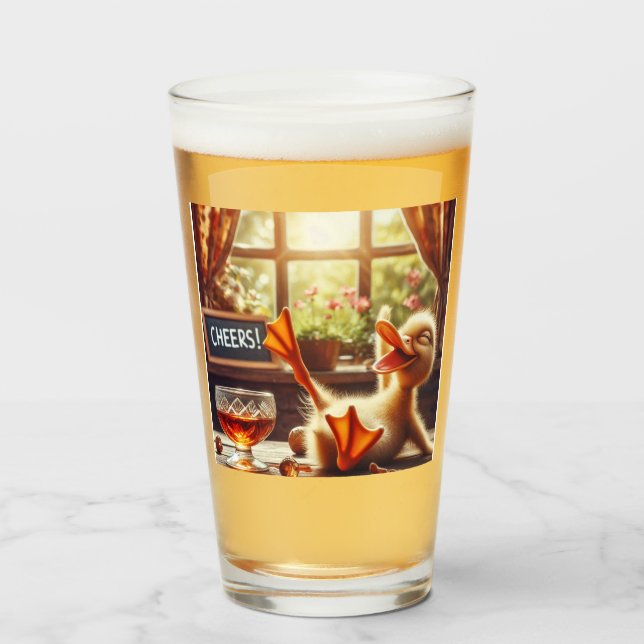 Funny Betrunken Duck Christmas Glass Glas (Vorne (Gefüllt))