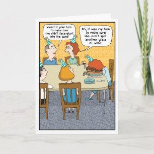 Funny Betrunken Face in Cake Birthday Karte