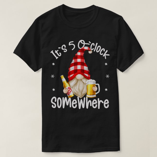 Funny Betrunken Gnome für Bier Lover seine 5 O Uhr T-Shirt (Design vorne)