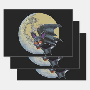 Funny Betrunken Halloween Full Moon Bat Geschenkpapier Set