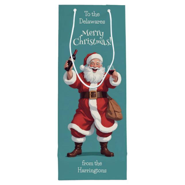 Funny Betrunken Santa Geschenktüte Für Weinflaschen (Rückseite)