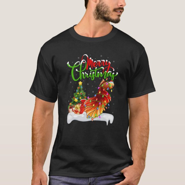 Funny Betta Fish Lover Xmas Lighting Betta Christm T-Shirt (Vorderseite)