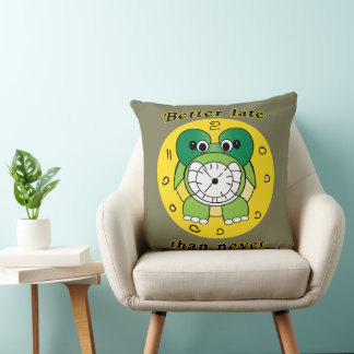 Funny "Better Late Than Never" Turtle Alarm Clock Kissen