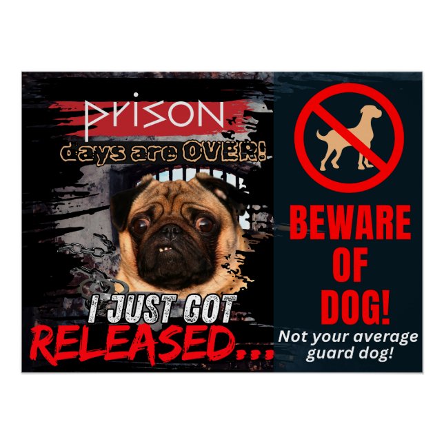 Funny Beware of Dog Poster – Guard Dog Wall Art (Vorderseite)
