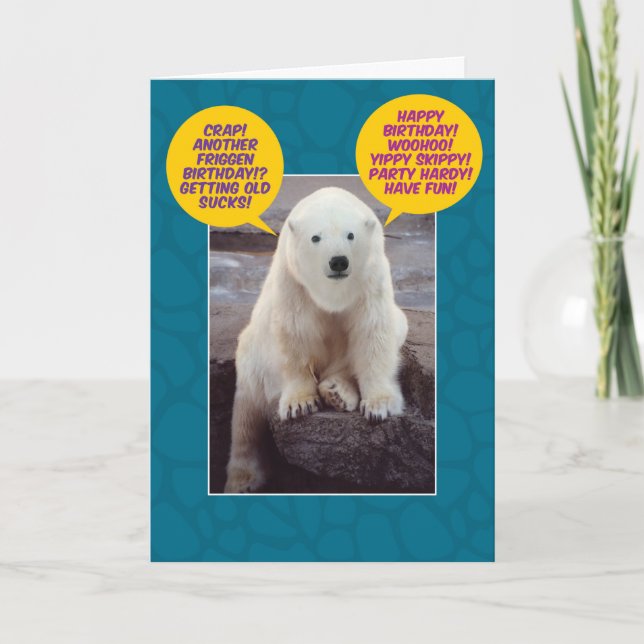 Funny Bi-Polar Birthday Bear Karte (Vorderseite)