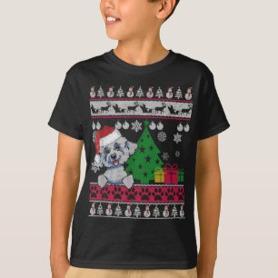 Funny Bichon Frise Christmas Ugly Sweater Hund Lie T-Shirt