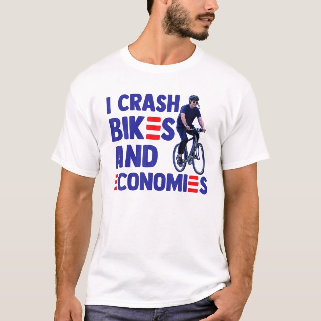 Funny Bicycle Biden Falling Meme I Crash Bikes und T-Shirt (Vorderseite)