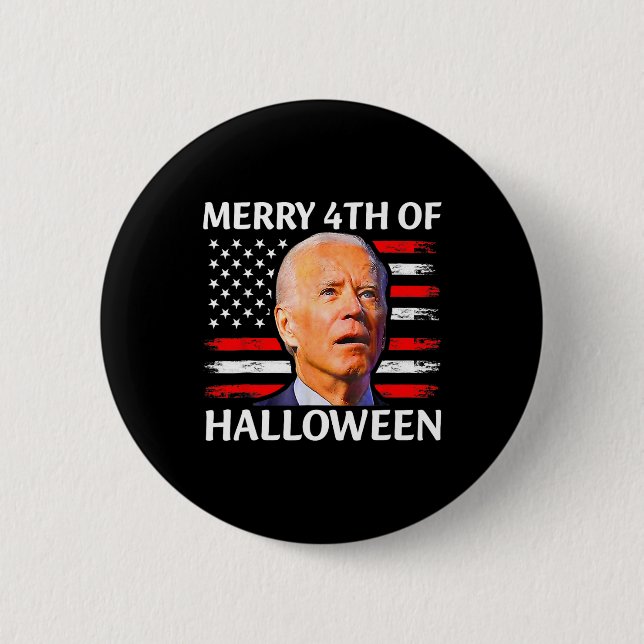 Funny Biden verwirrte Merry 4. Halloween Meme 4 Button (Vorderseite)