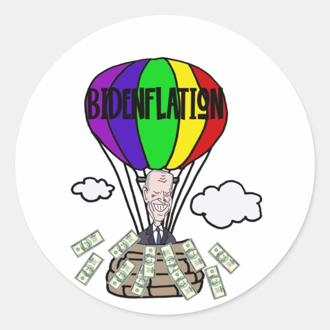 Funny Bidenflation anti Biden Politischer Cartoon Runder Aufkleber (Vorderseite)