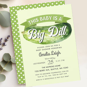 Funny Big Dill Pickle Gender Neutral Baby Dusche Einladung