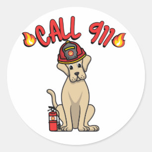 Funny Big dog ist ein Feuerwehrmann Runder Aufkleber