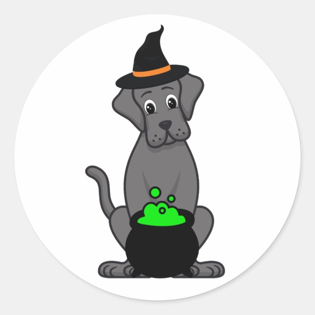 Funny Big dog ist eine Hexe Runder Aufkleber (Vorderseite)