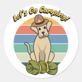 Funny Big dog will Camping zu gehen Runder Aufkleber