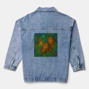 Funny Big Foot Noises in Woods Fantasy Art Jeansjacke