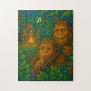 Funny Big Foot Noises in Woods Fantasy Art Puzzle