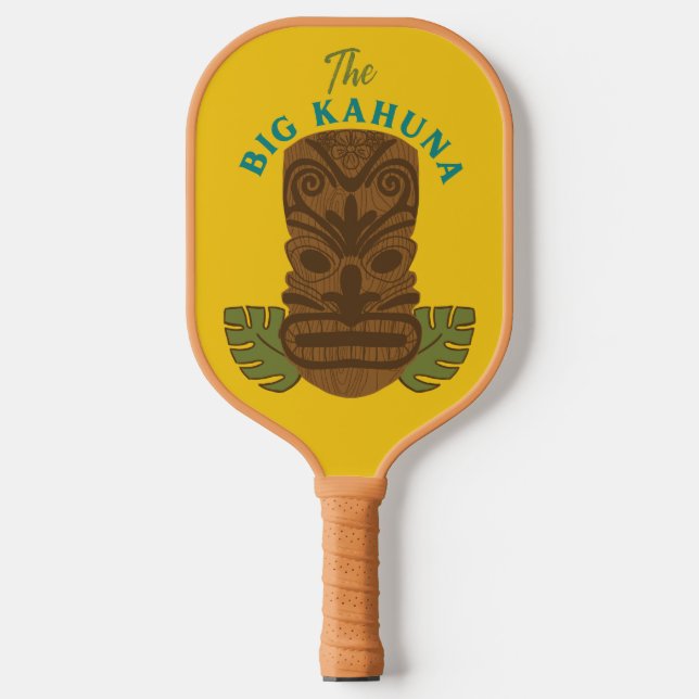 Funny Big Kahuna Tiki Maske Vatertag Pickleball Schläger (Vorderseite)