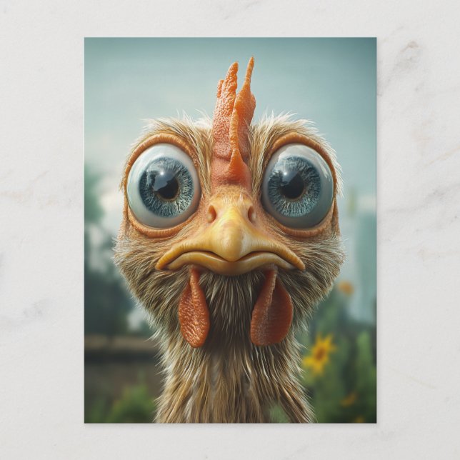Funny Big Mit Augen Chicken Nah-Up Postkarte (Vorderseite)
