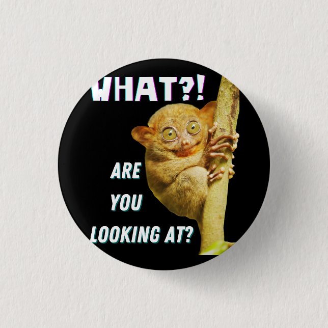 Funny Big Mit Augen Tarsier Was Sie sehen Button (Vorderseite)