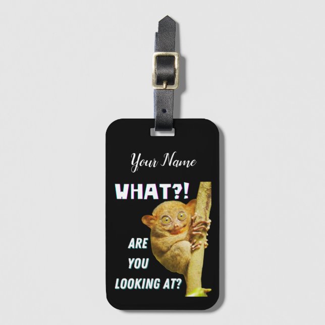 Funny Big Mit Augen Tarsier Was Sie sehen Gepäckanhänger (Vorderseite Vertikal)