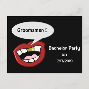 Funny Big Mouth Bachelor Party Ankündigungspostkarte
