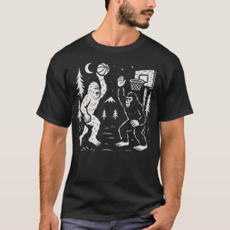 Funny Bigfoot And Yeti Playing Basketball In The F T-Shirt